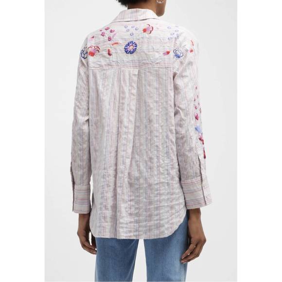 NEW JOHNNY WAS piper relaxed oversized shirt in multi stripe - Picture 3 of 3
